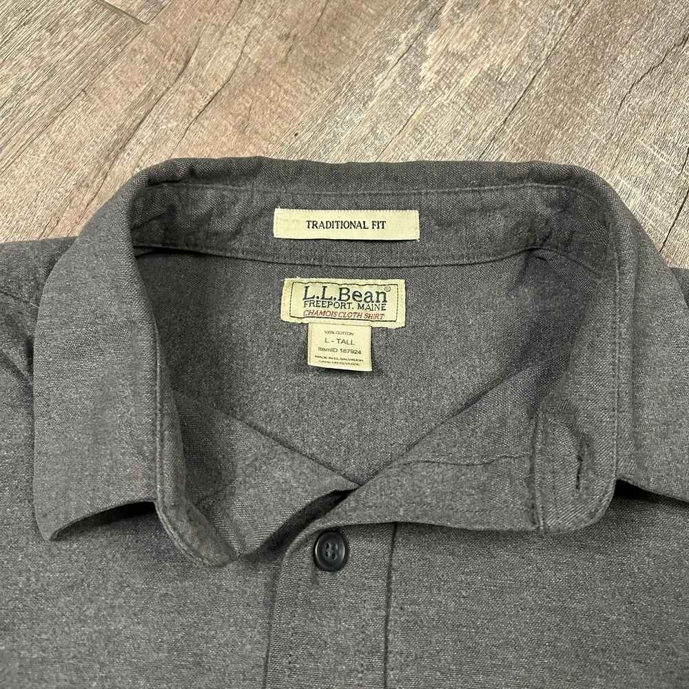 Vintage LL Bean Chamois Cloth Shirt Mens Large Tall Gray blue Heavy Cotton